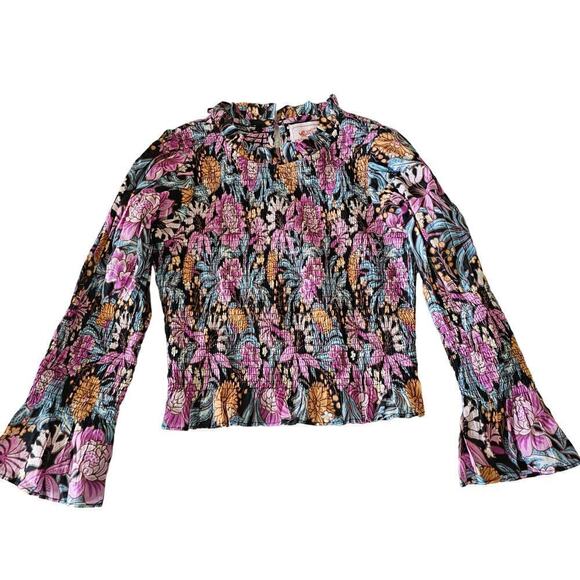 Anthropologie Banjanan Agnes Blouse Small Black Multicolor - Picture 4 of 9